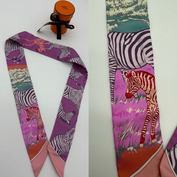 Authentic NEW Hermes twilly silk scarf - Picture 2 of 16